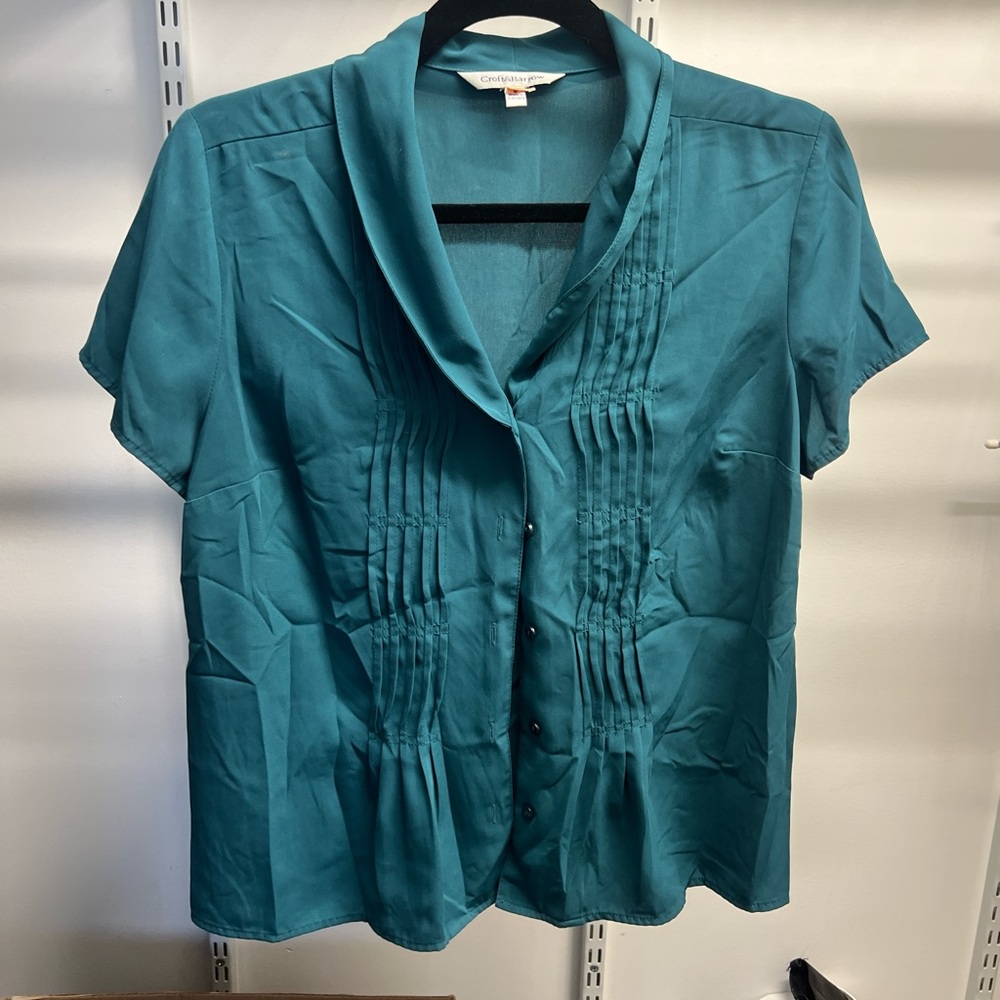 Croft & Barrow Teal Pleated Blouse